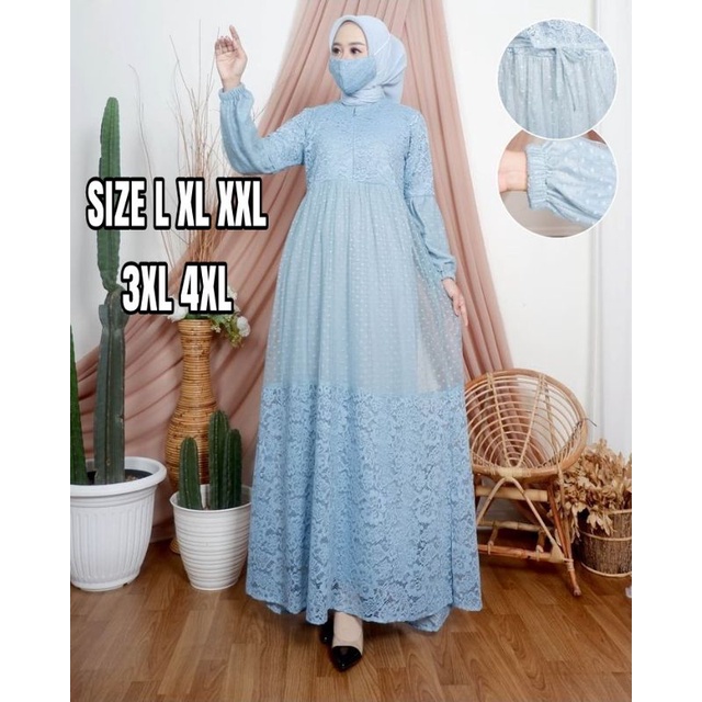 KINANTI DRES JUMBO BAHAN BRUKAY MIX TILE DOT