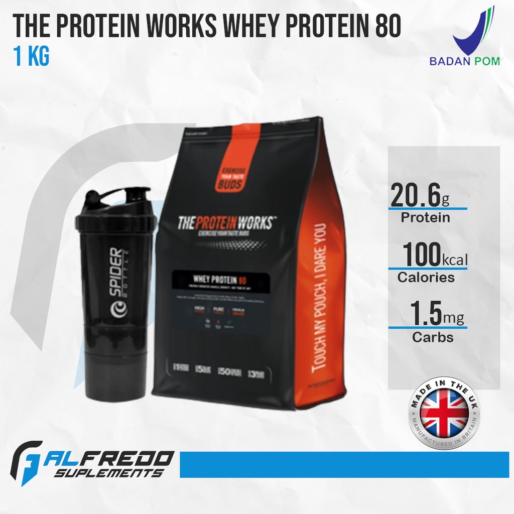 The Protein Works Whey Protein 80 1 Kg BPOM | SUSU PROTEIN | MINUMAN BERPROTEIN | SUPLEMEN OTOT