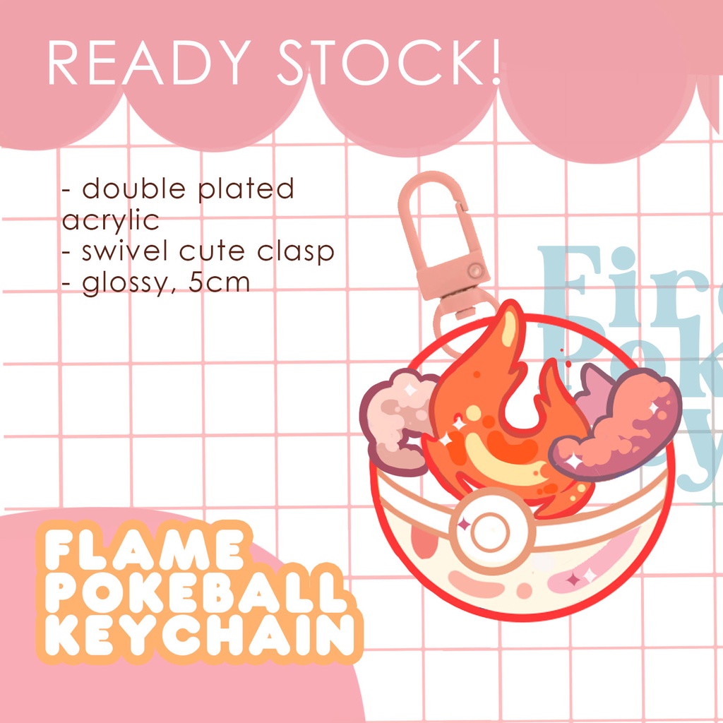 

Aesthetic Pokeball Fire Type Acrylic Kawaii Charm, Keychain Phone Strap Pokemon Aksesoris Lucu Keychain Lucu Keychain Anime