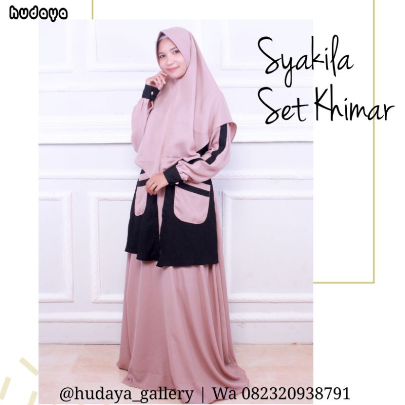 Syakila Set Khimar | Coksu kombinasi Hitam