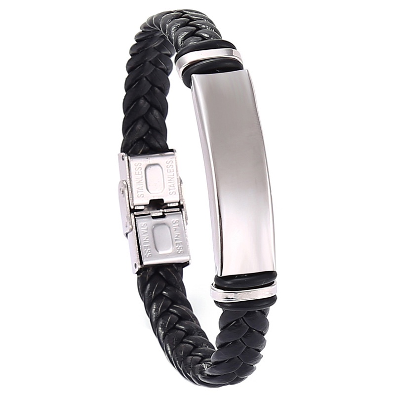 Gelang Kulit Pria HAYDEN Stainless Leather ANTI Karat &amp; Pudar Gelang Cowo Pria Wanita B.8