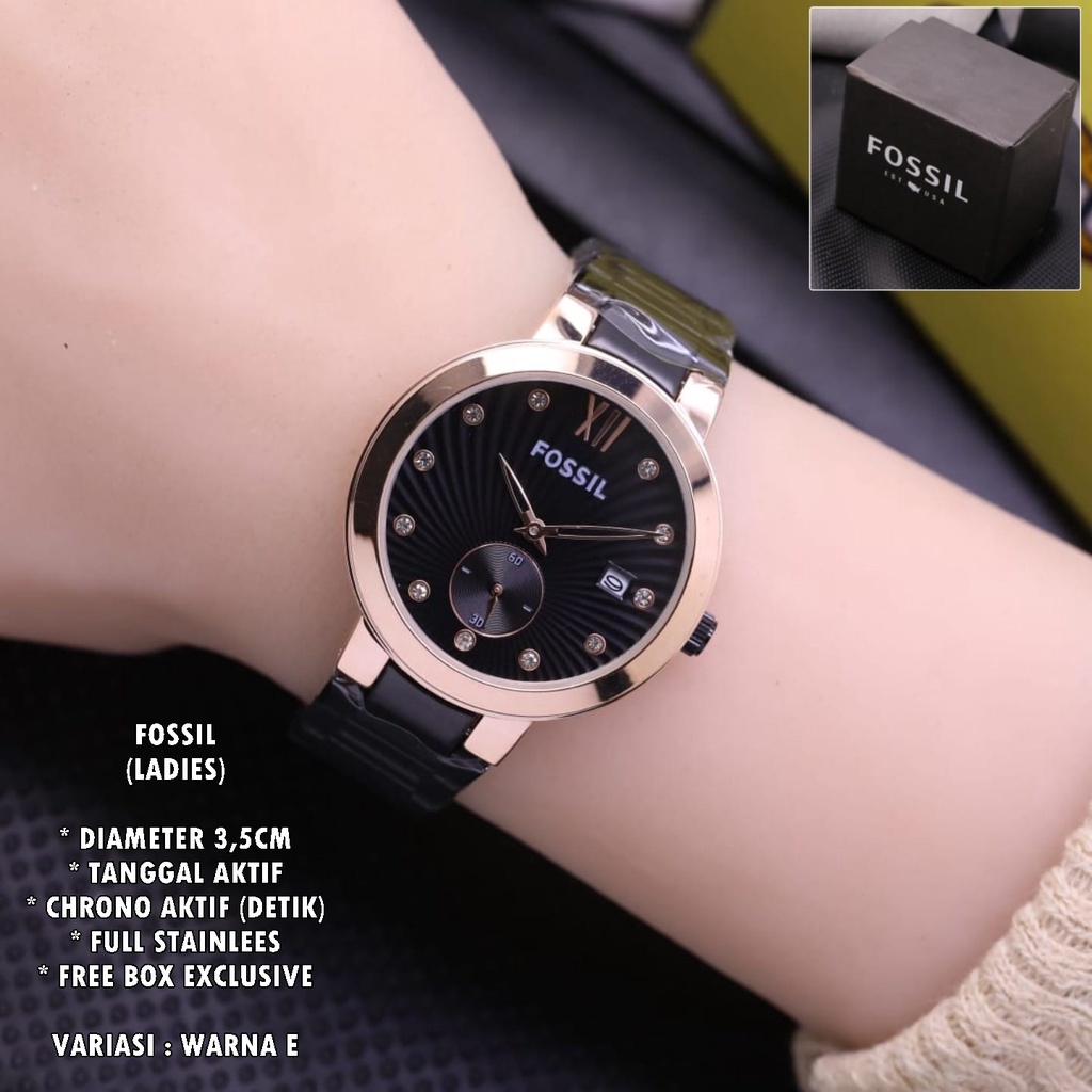 (BISA COD) JAM TANGAN WANITA FASHION RANTAI BODY BULAT TANGGAL &amp; CHRONO AKTIF