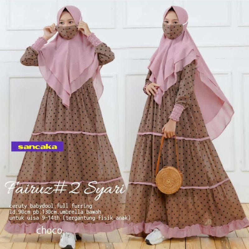 SL FAIRUS II SYARI KIDS /GAMIS SYARI ANAK USIA 9 10 11 12 13 14 TAHUN GAMIS SYARI REMAJA LD90 CERUTY