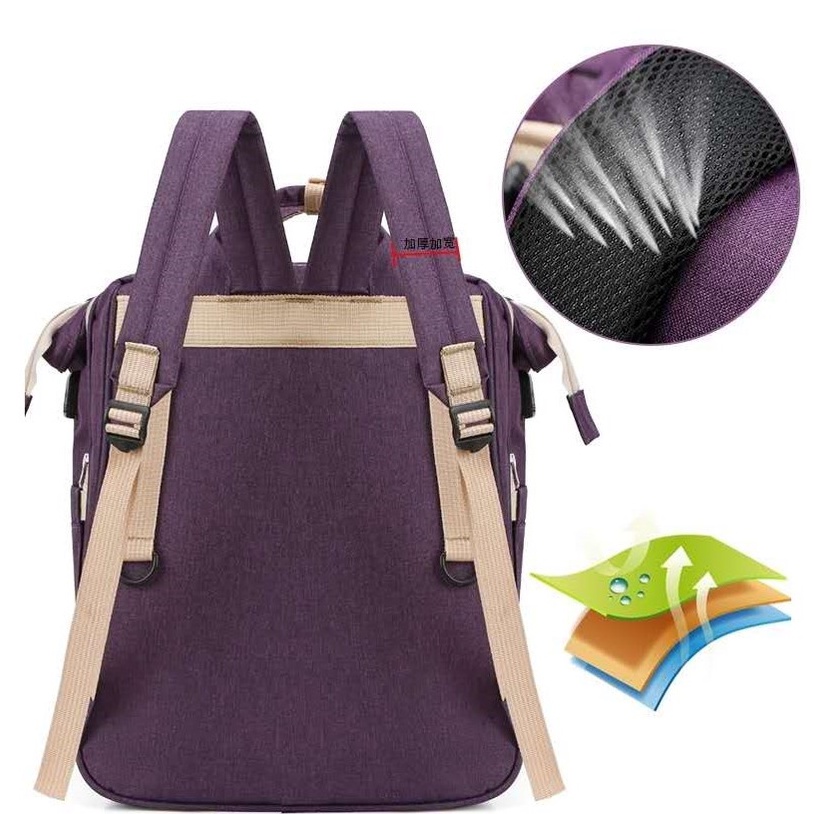 Swopply SW1425 Tas Perlengkapan Bayi Multifungsi 2in1 Kasur Tidur Tas Ransel Diaper Bag