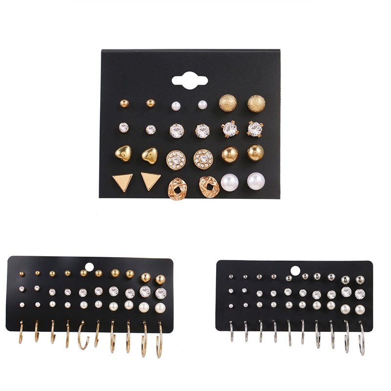 12pcs Anting Wanita,Rumbai Mutiara Berlian Liontin,Korea Fashion Perhiasan