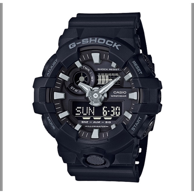 Jam Tangan Pria Merek CASIO G SHOCK GA-700-1BDR Black , Blue , Red Rubber ORIGINAL