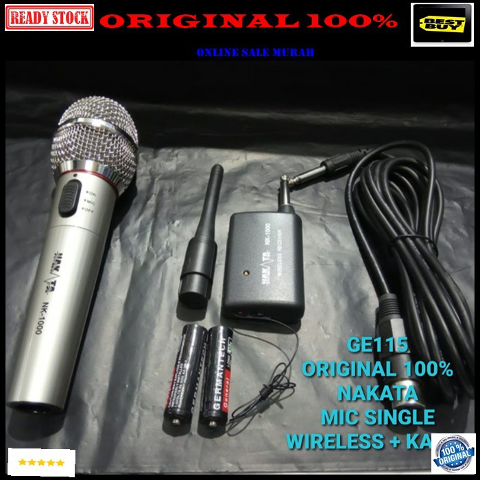 G115 Nakata original 100% Mic kabel wireless Single mik cable wireles profesional pro karaoke mikrophone microphone audio sound system vokal vocal panggung dj studio asli G115   Mic dr Bahan BESI METAL  BISA DIGUNAKAN KE SEGALA ALAT AUDIO single  Mic meng