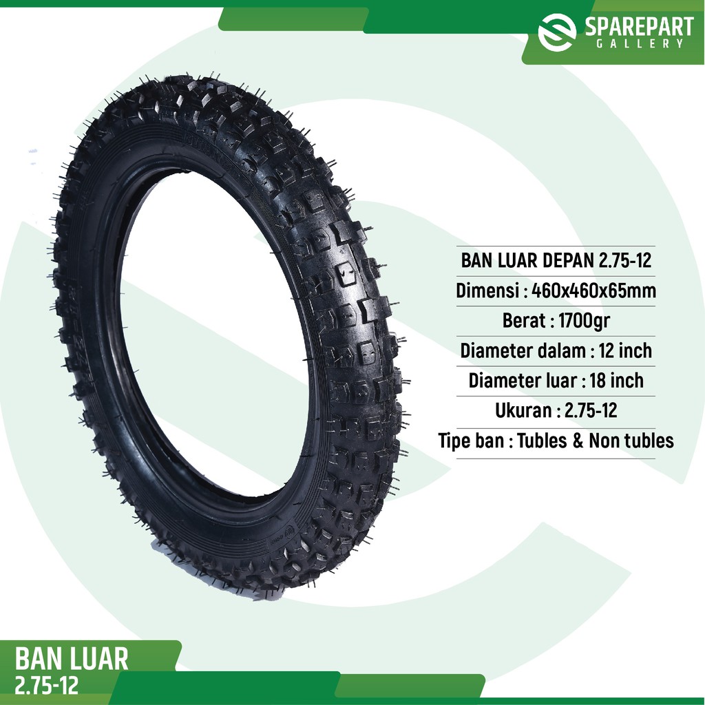 Ban luar Depan 2.75-12 skuter listrik Mr.Jackie type XCross