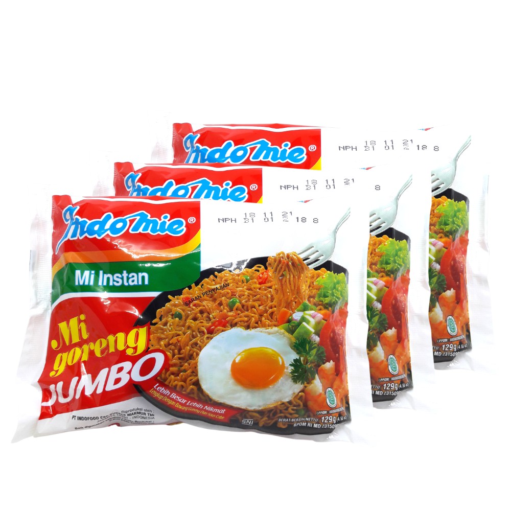 

3PCS Indomie Jumbo Goreng Original Mie Instan Porsi Besar - 3pcs x 129gr