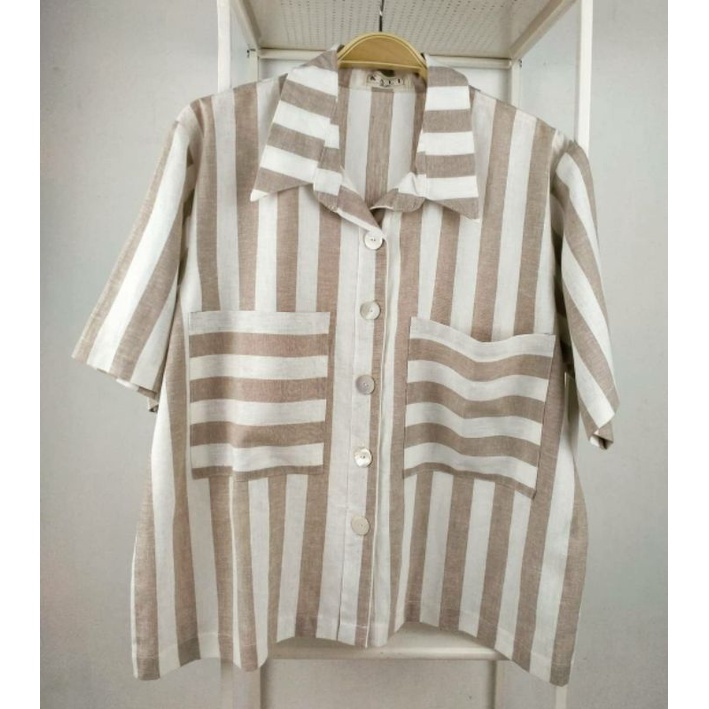 Baju linen blouse longgar baju longgar