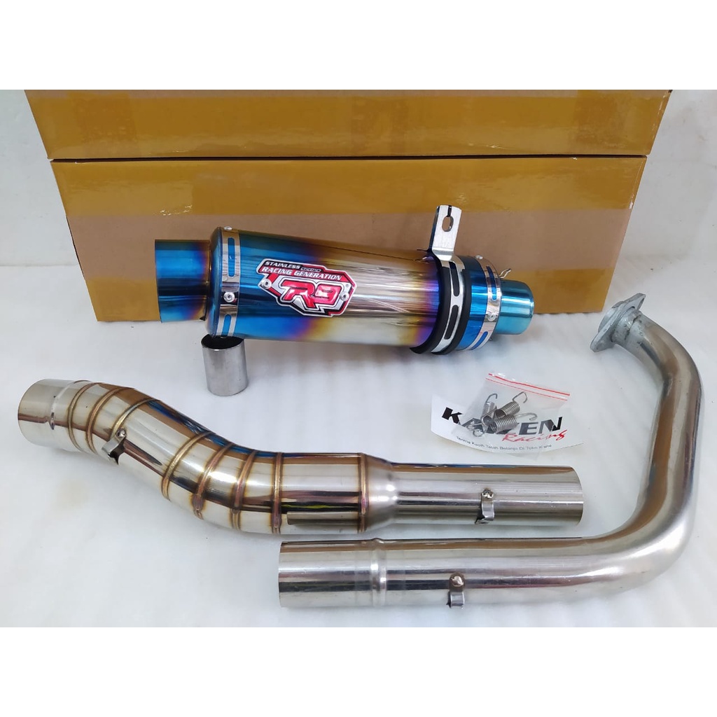 Kenalpot R9 Mugello Mugelo Biru Bluemoon Knalpot Racing R15 VVA V2 V3 V4 M Vixion NVA NVL new old MT