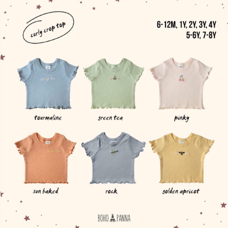 Bohopanna CURLY CROP TOP x The Overtee / Boho Kaos Atasan Anak Perempuan