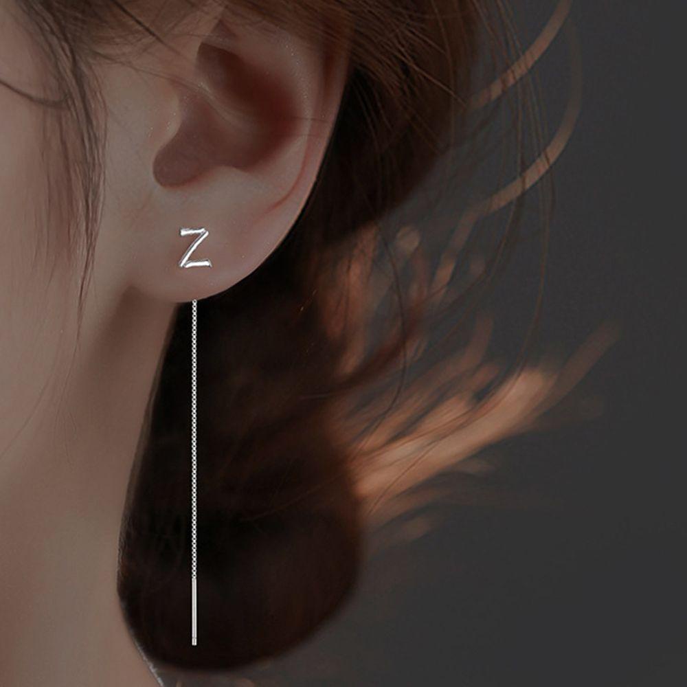 Anting Stud Desain Inisial Huruf Alfabet Gaya Korea Untuk Pasangan