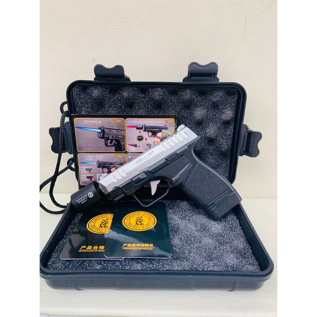 KOREK API GAS MODEL PISTOL GOLD ROSE BARETTA  HELLCAT BONUS KOPER BOX