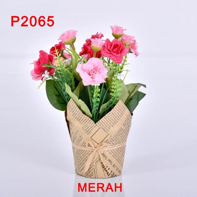Bunga plastik / bunga dekorasi / p2065-Merah