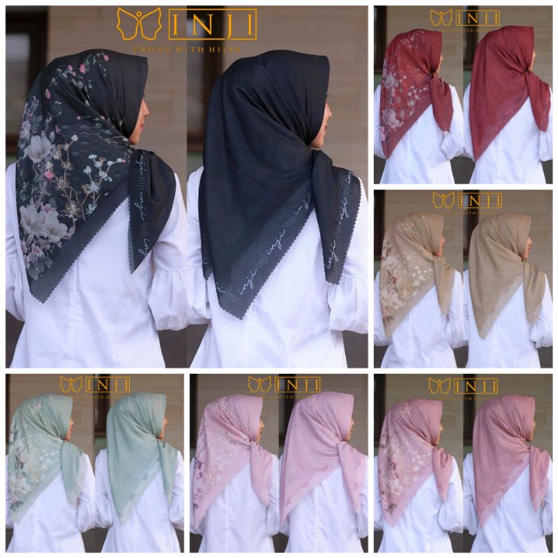 Kerudung Scarf Hijab Motif 2 in 1 Inji Original