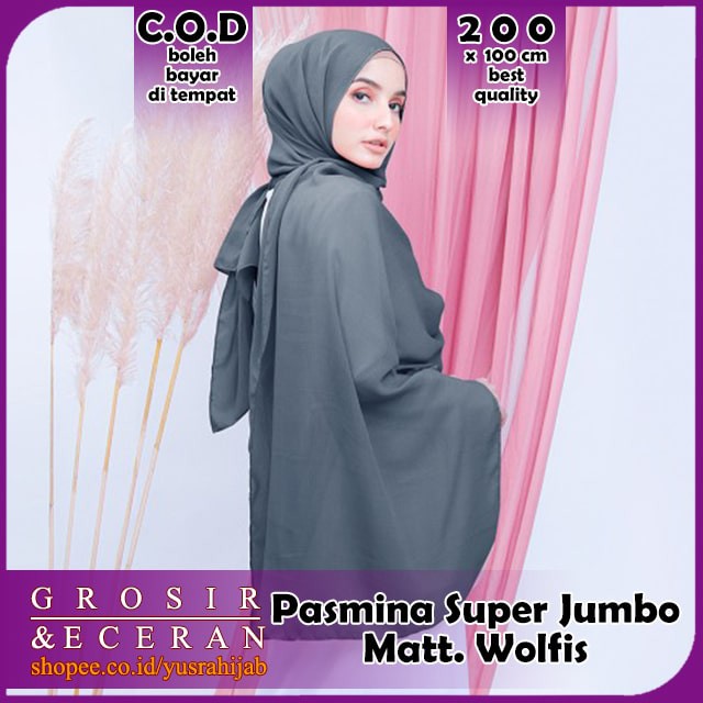 Pashmina Wolfis Super Jumbo 200 x 100 cm Pasmina Woolpeach Syari Premium Ala Malay Exclusive-2
