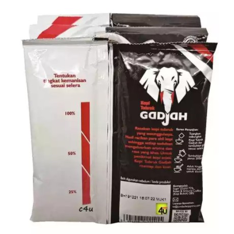 Kopi tubruk gadjah + gula 7 gram 10 sachet /  kopi gadjah 7g 20 sachet kopi gajah djarum kopi hitam