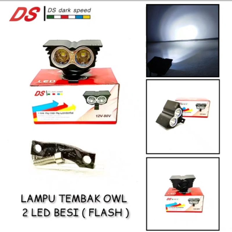 Lampu Tembak LED Motor Super Terang Beat FI Sorot Owl 2 Mata LED Terang Flash Strobo Diam Plus Pangk
