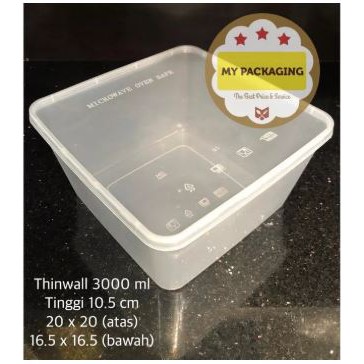 Kotak Makan Microwave / food box / wadah plastik / thinwall  3000 ml 3000ml