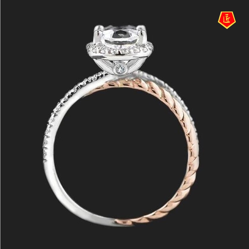 [Ready Stock]Fashion Personality Color Separation Diamond Ring