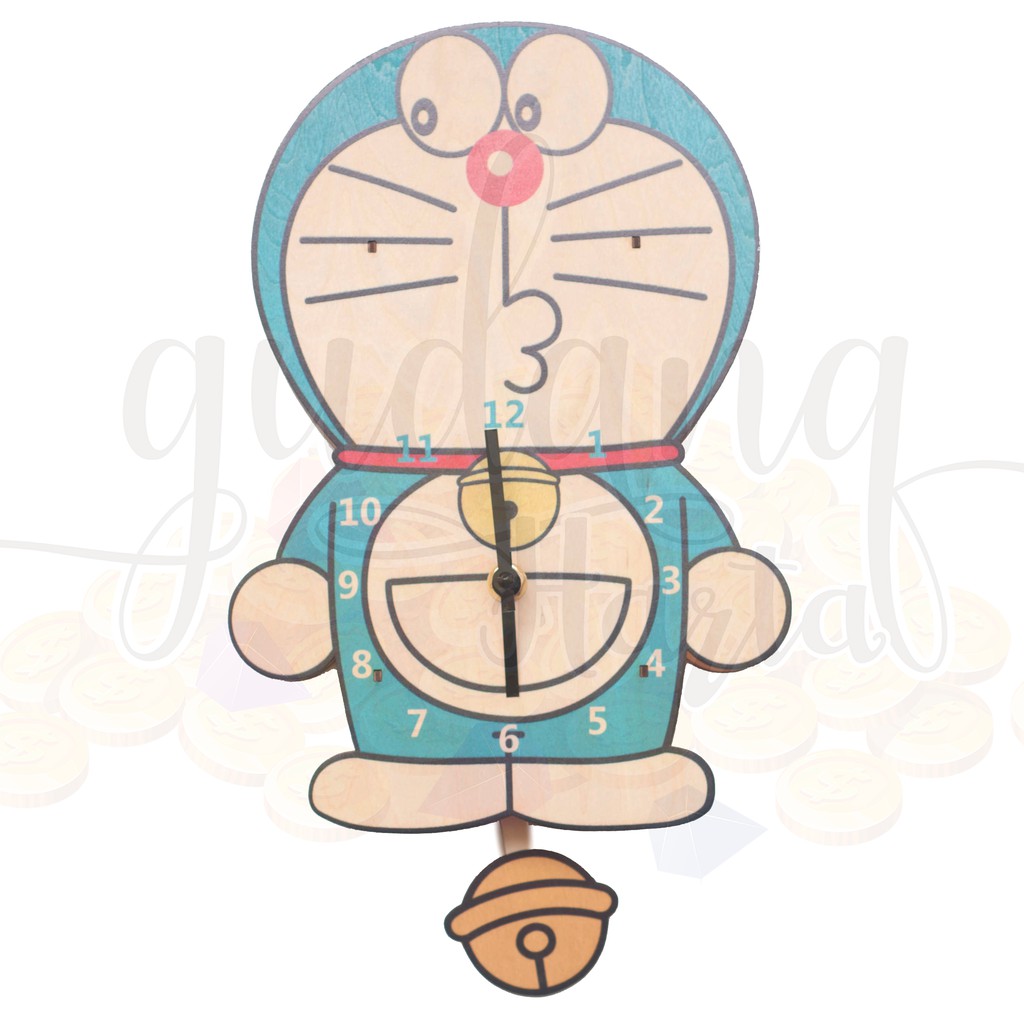 Jam Dinding Kucing Biru Anak Anak Hadiah Lucu Kado Unik GH 507001