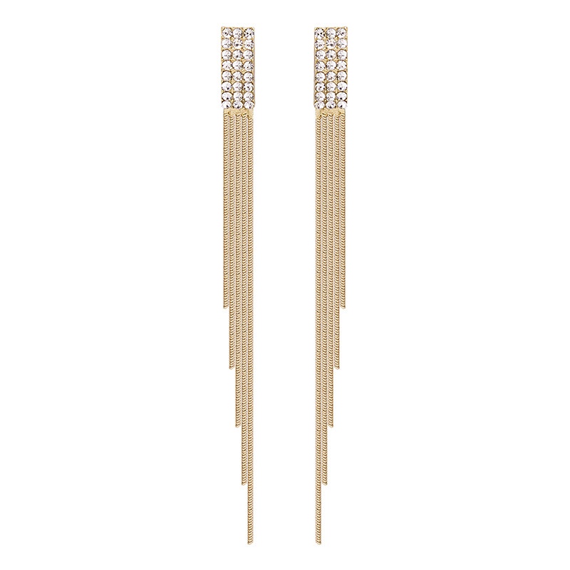 Anting Tusuk Gantung Bahan Sterling silver 925 Desain Rumbai Panjang Gaya Eropa / Amerika Untuk Wanita