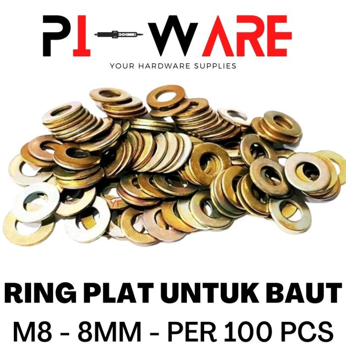 Per Bungkus Isi 100 Pcs Ring Plat Untuk Baut Ukuran M8 8mm 8 mm