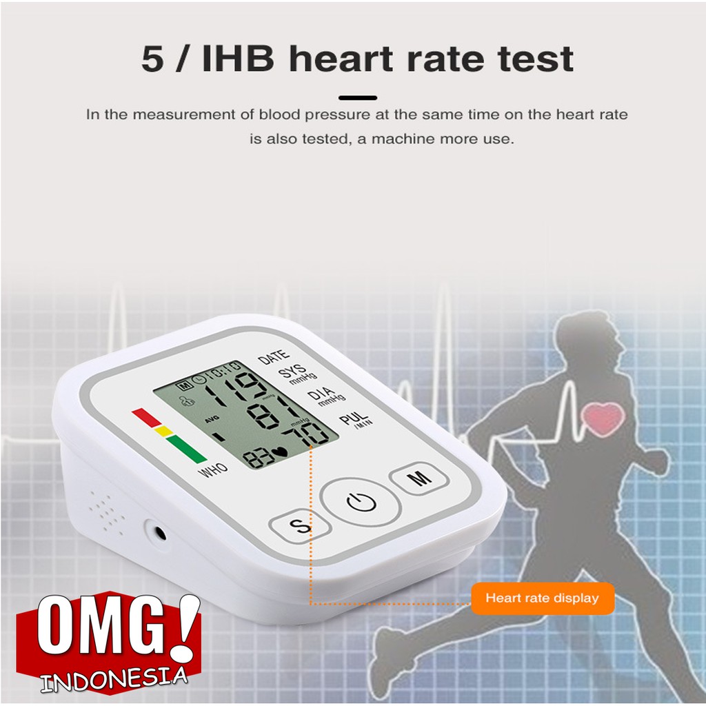 TENSIMETER DIGITAL LCD DISPLAY PENGUKUR TEKANAN TENSI DARAH PORTABLE BLOOD PRESSURE ELEKTRIK [ COD ]-3