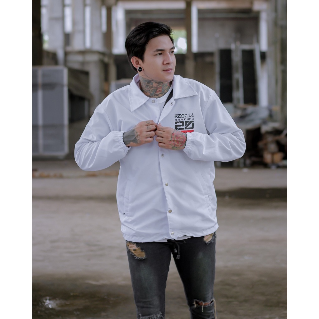 jaket parasut pria waterprof warna putih parasut jaket pria xxl coach original 100% pria Akazzo2424