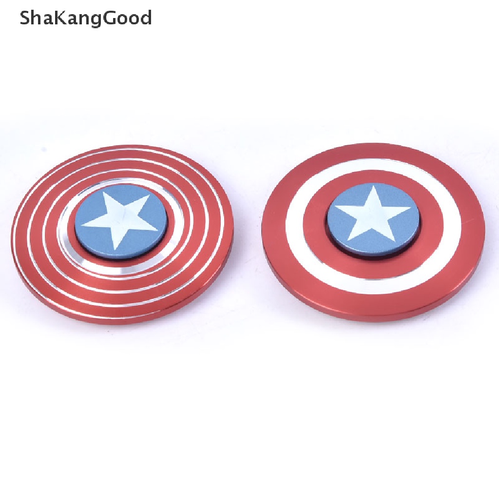 Mainan Spinner Gyro Dekompresi Bentuk Perisai Captain America Bahan Alloy