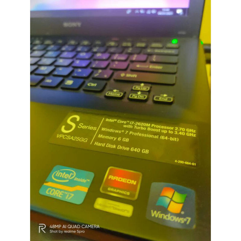 laptop sony vaio VPCSG25GG intel core i7 gen2