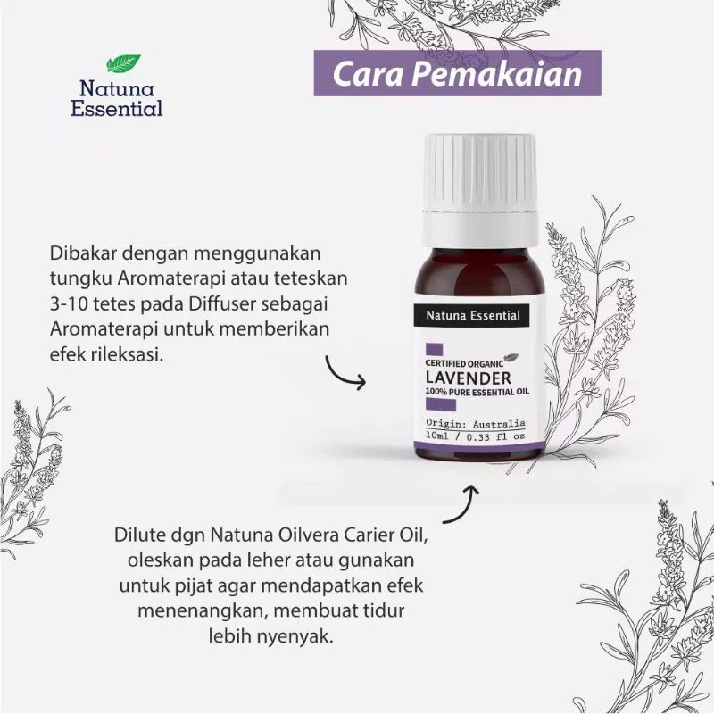 Natuna Lavender Essential Oil Minyak Essensial Atsiri Aroma Terapi EO Diffuser Difuser Humidifier