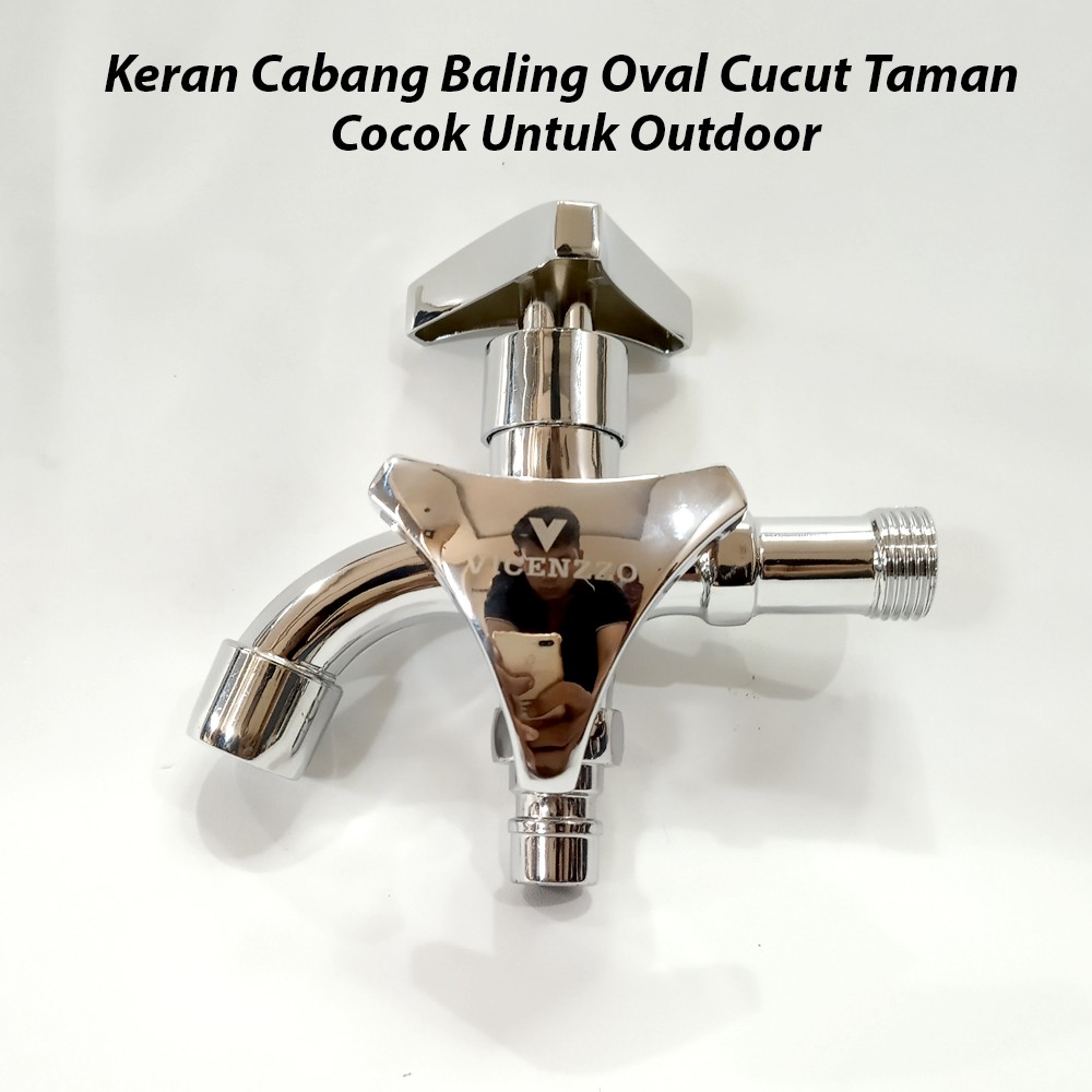 Kran cabang kamar mandi wastafel mesin cuci double dua shower 1/2 inch Kran Cabang 2 Keran Shower