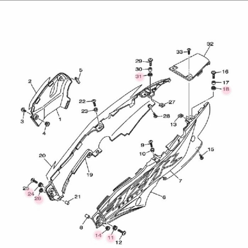 Karet Body Rangka Gromet Body Motor Yamaha