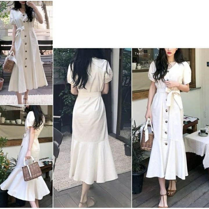 JE30 Maxi Long Dress Putih Berly / HD / Dress Panjang / Long Dress Polos / Pakaian Kasual Wanita
