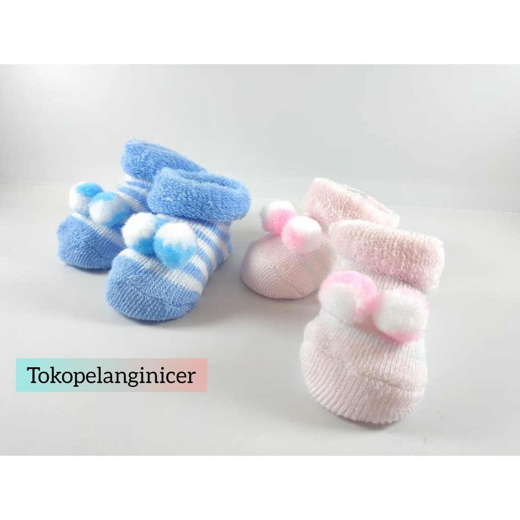 Kaos Kaki Bayi Premium Anti Slip Lucu Model Pompom Tokopelanginicer