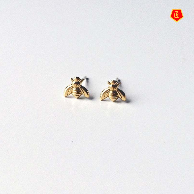 [Ready Stock]New Cute Little Bee Ear Studs 18K Gold