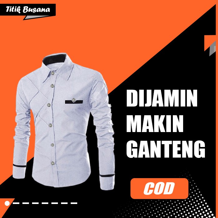KEMEJA PRIA LENGAN PANJANG GERDANO SLIM FIT HEM PRIA BAJU ATASAN COWOK PUTIH TOSCA ABU MAROON HITAM