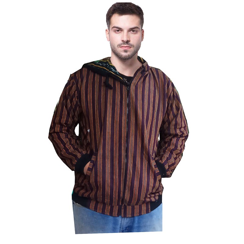Jaket Hodie Bolak Balik Tenun Etnik Nusantara Kombinasi Tenun Torso dan Lurik
