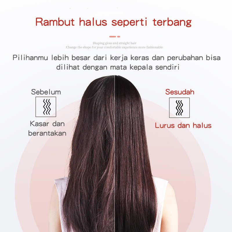 BLUE SKY Sisir Catokan Pelurus Rambut (rambut lurus dan keriting) 2 in 1 tidak menyakiti rambut straightening Combs