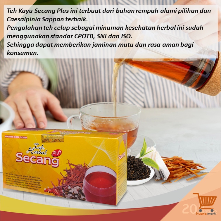 Teh Celup Kayu Secang Plus Minuman Herbal Kesehatan Daya Tahan Tubuh - Tazakka isi 20 Kantung