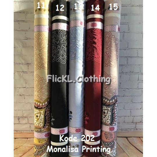 Bahan Kain Monalisa Printing Lebar 1.15 Meter Hijab Gamis Muslim Blouse Rollan