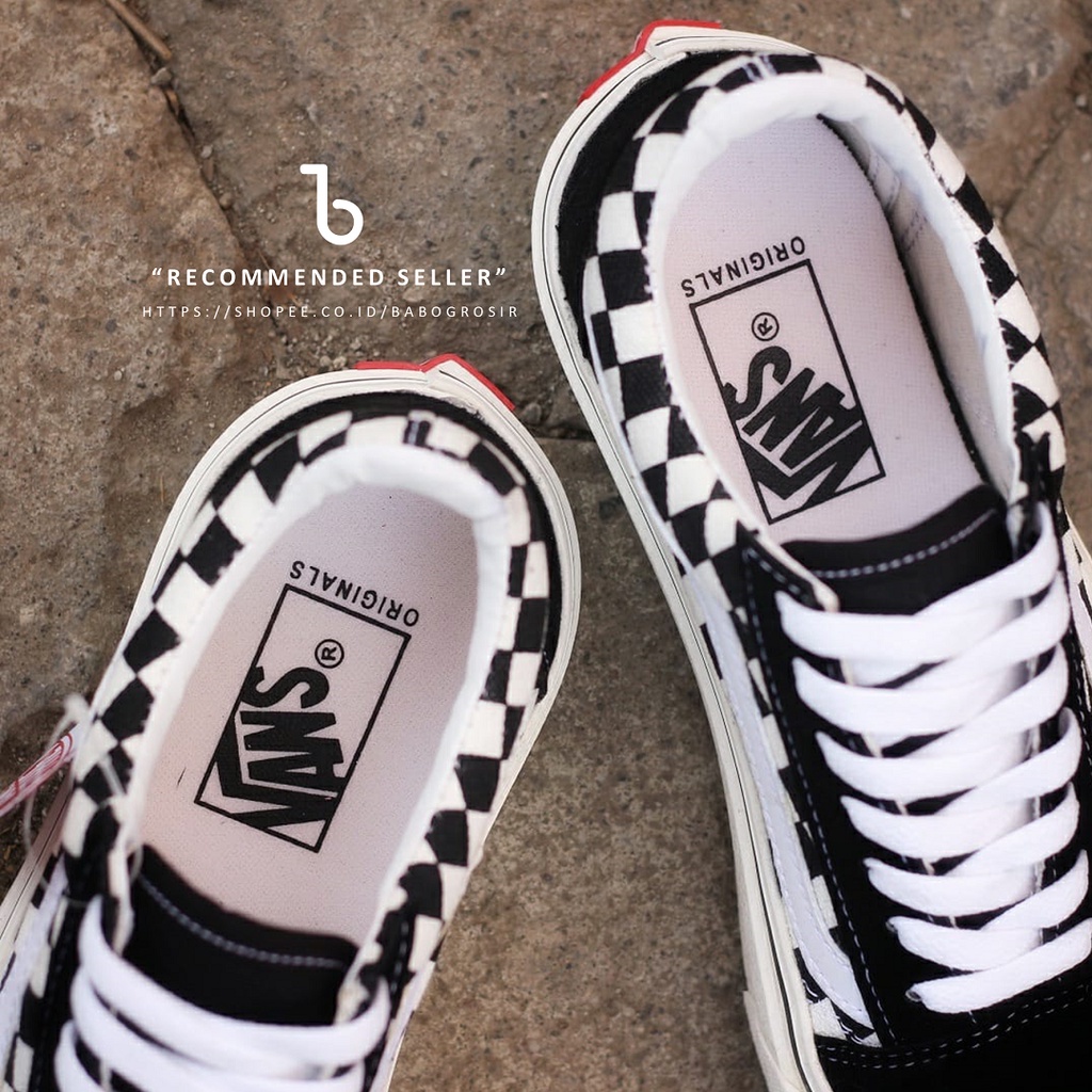 PROMO Vans Oldskool Checkerboard Classic Black White, Waffle DT Anti Slip | Sepatu Sneakers Pria dan Wanita Motif Catur