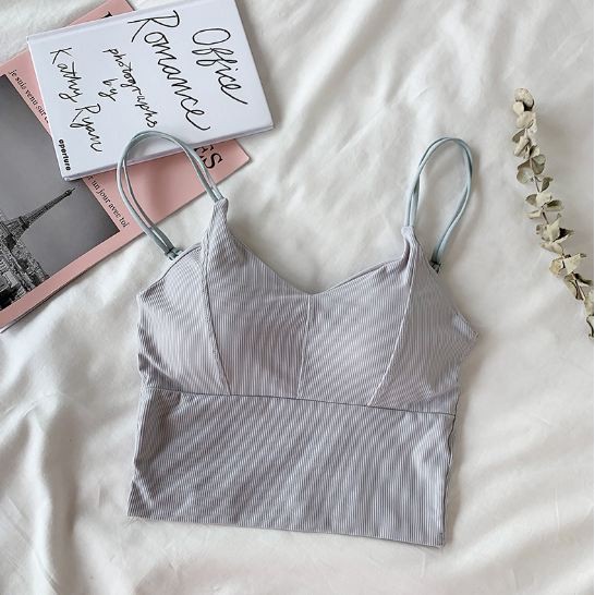 Smile Crop Top Tanktop fashion wanita tanpa kawat sexy pakaian dalam wanita 1051-GRAY