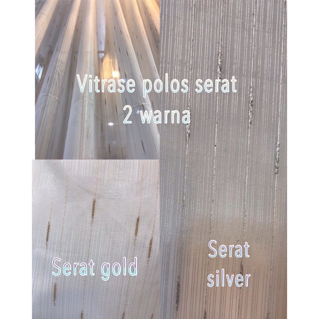 Vitrase gorden polos putih serat silver dan gold Tinggi 250cm tebal import/furing gorden/vitrage gor
