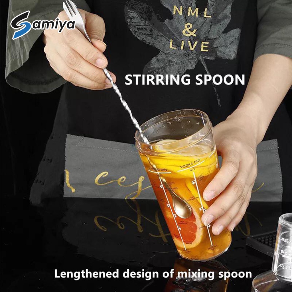 long bar spoon 32cm dan 26cm / long tea spoon  / sendok teh panjang cocktail mixing bar spoon fork