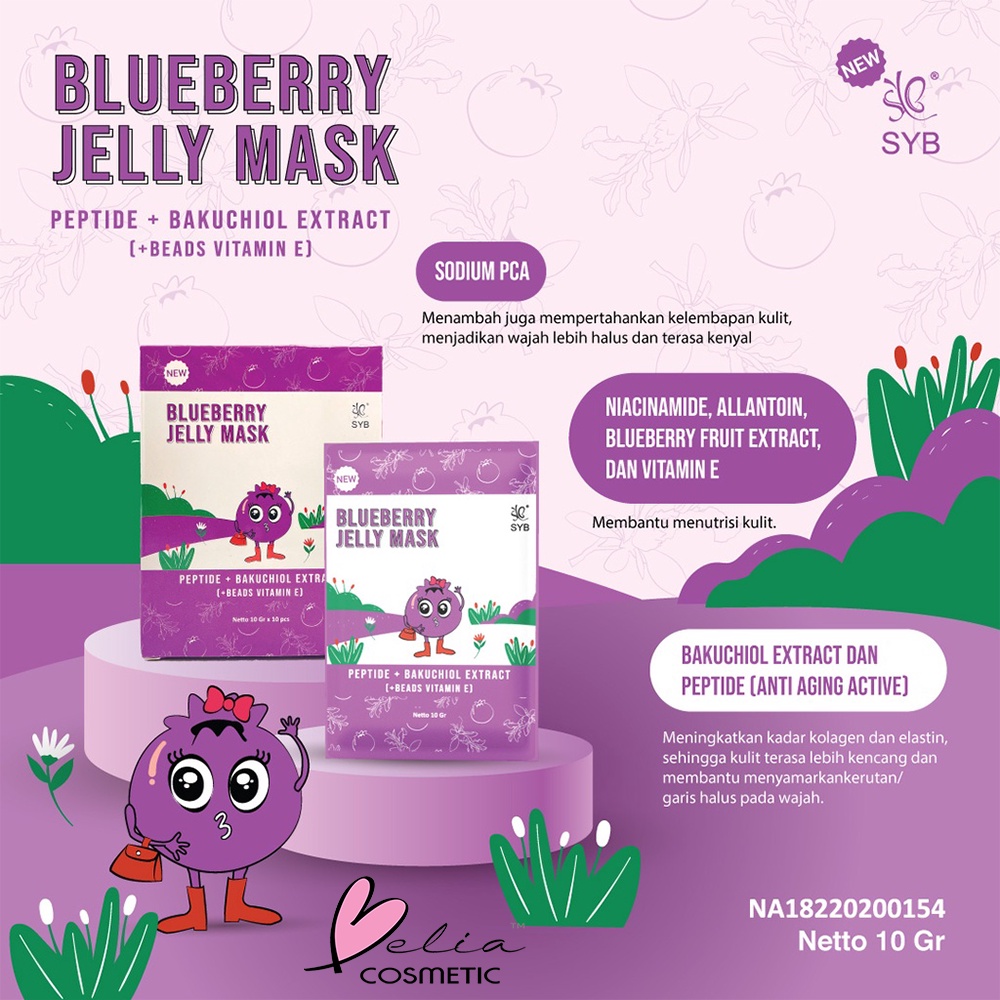 ❤ BELIA ❤ SYB Jelly Mask Series | Blueberry | DNA Salmon | Mugwort | Watermelon | Cucumber | Masker | BPOM