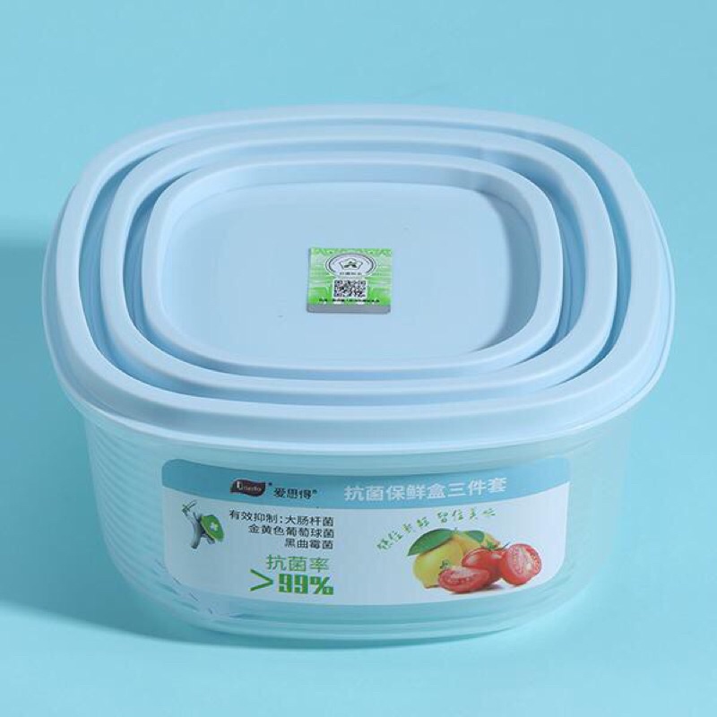 SAMONO 3pcs Kotak Makan Transparan Food Grade Anti Bakteri Food Container Silikon SFKB001 Biru