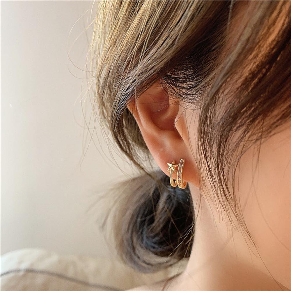 Mxbeauty Wanita Stud Earrings Elegnat Hadiah Mutiara Geometris Zirkon Kristal Drop Earrings